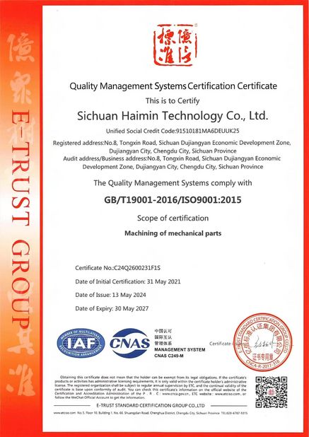 China Sichuan Haimin Technology Co., Ltd zertifizierungen